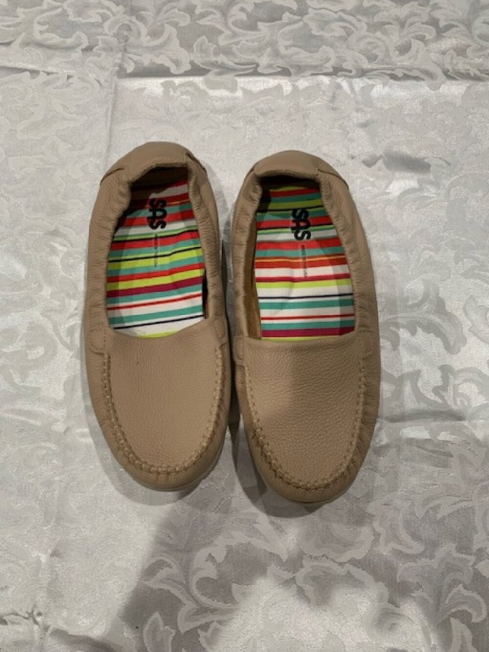 SAS Brand Women's Tan Leather Moccasin Slip-Ons, Size 8.5W